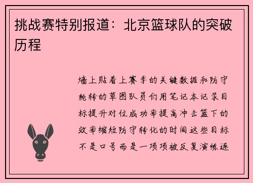 挑战赛特别报道：北京篮球队的突破历程